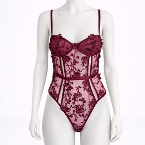 Butterfly Mesh Applique BodySuit size S